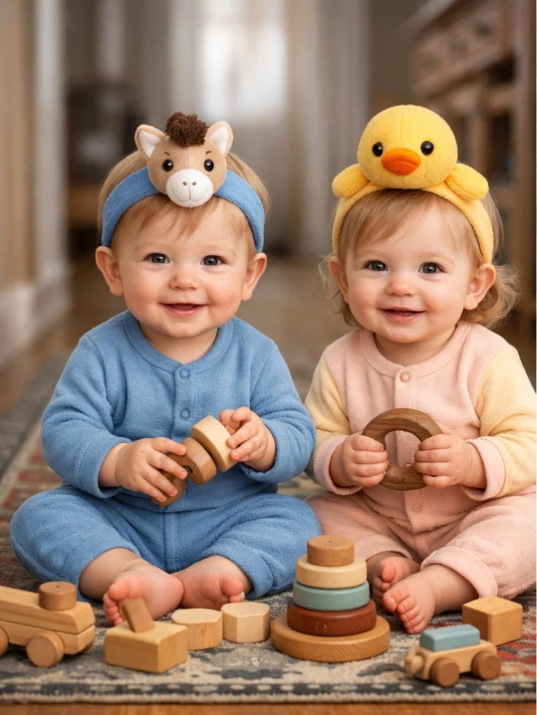 Farm Animal Cow and Lamb Plush Baby Headband Set for Retail and Wholesale