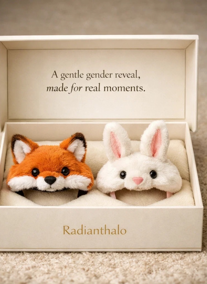 Custom Gift Box Fox Face & Bunny Ears Plush Baby Headband Pair for Retail and Wholesale