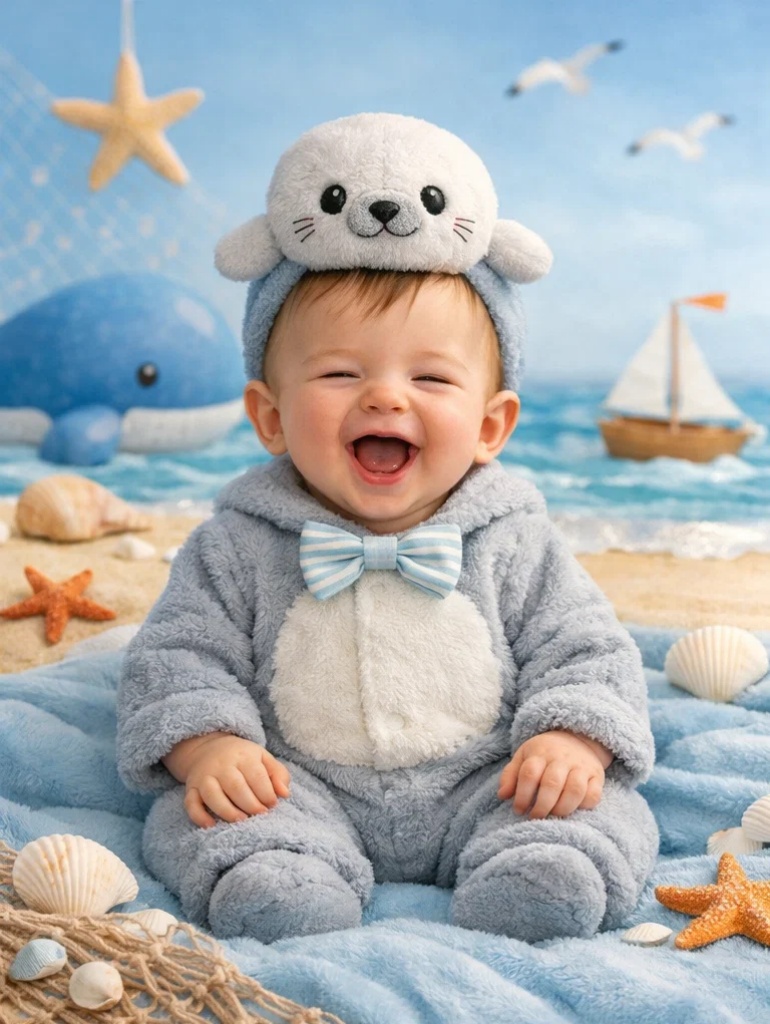 Wholesale Seal Baby Gift Box Grey Plush Romper with Matching Seal Doll Headband