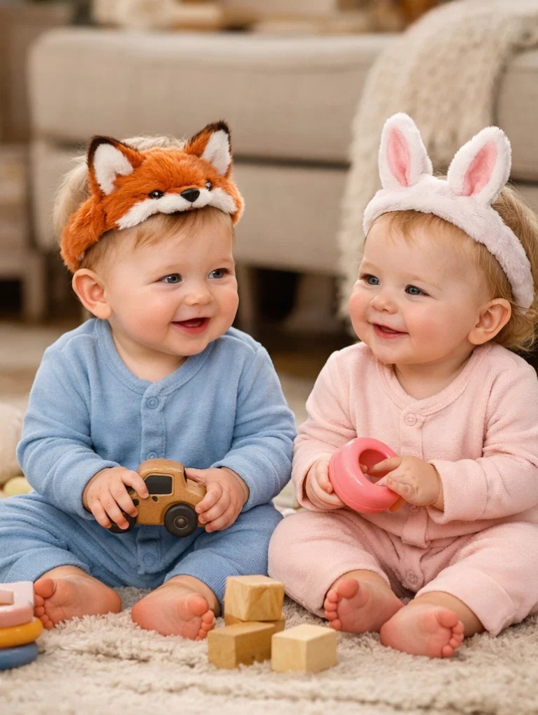 Premium Plush Fox & Bunny Baby Headband Pair for Retail and Wholesale