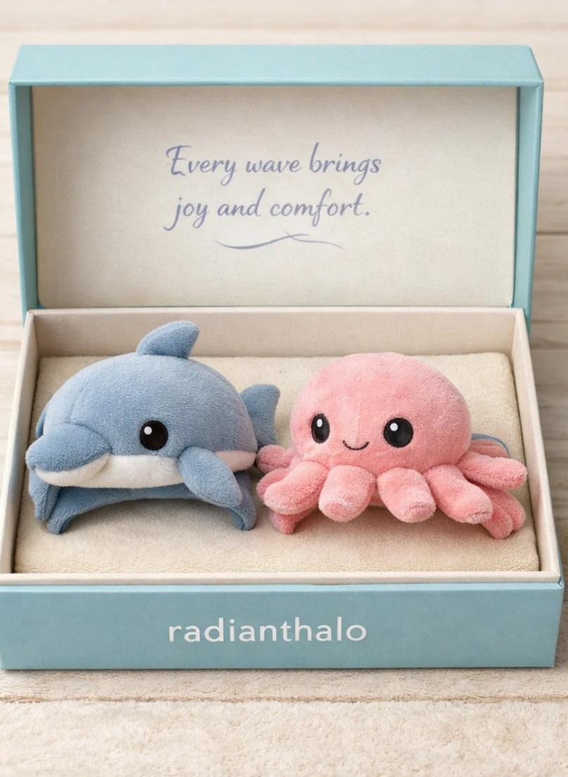 OEM Marine Animal Dolphin & Octopus Plush Baby Headband Set for Retail and Wholesale