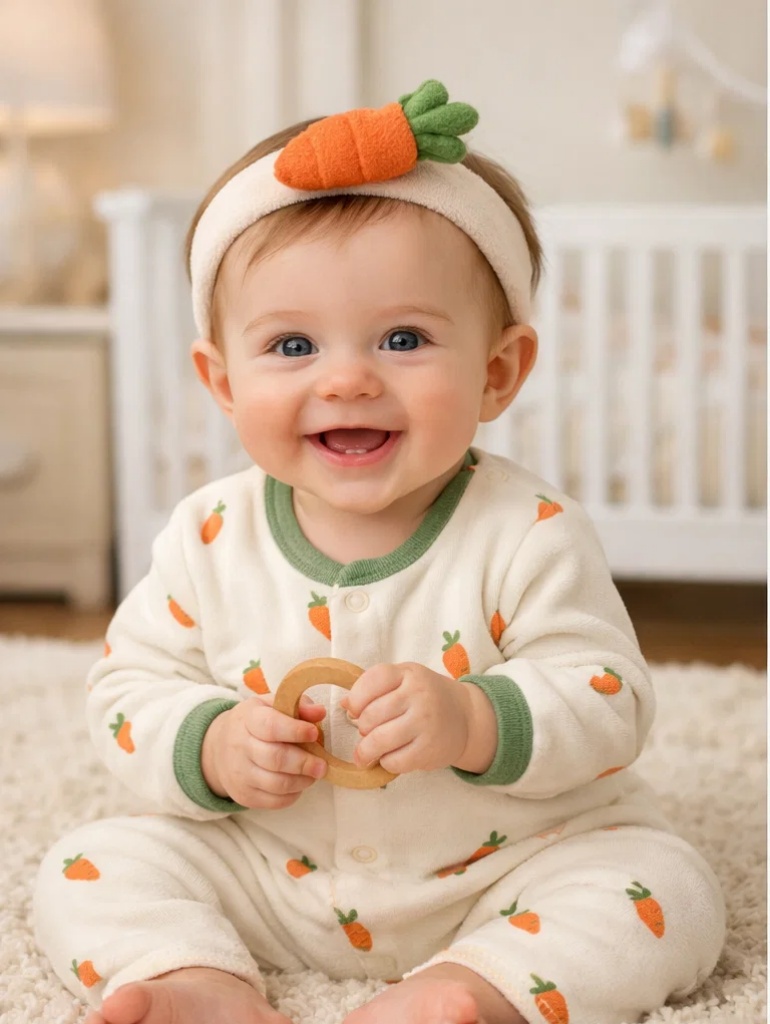 Premium Wholesale Baby Gift Box Wrap Style Cream Set with Plush Carrot Doll Headband