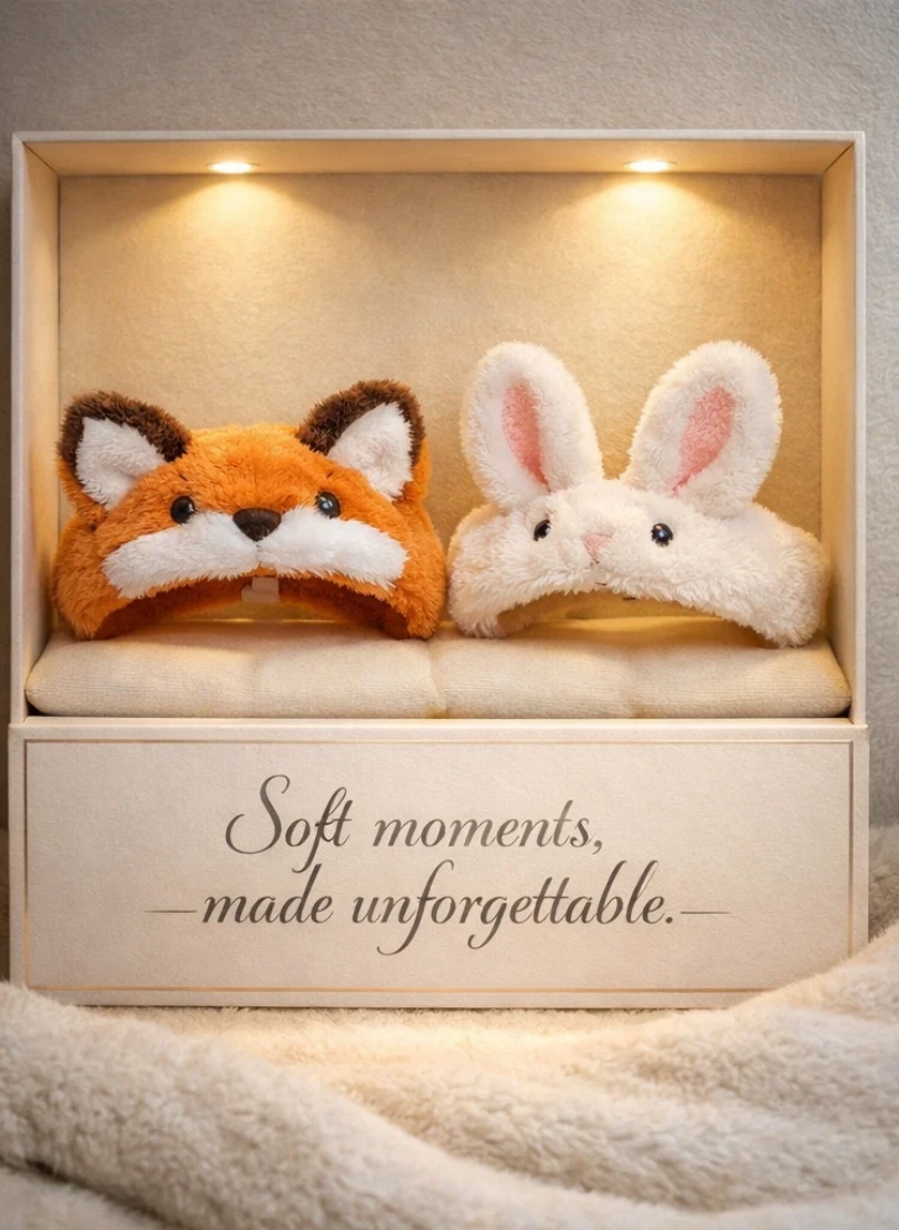 Fox & Bunny Detachable Headband Set for Newborns - Soft, Eco-Friendly Cotton