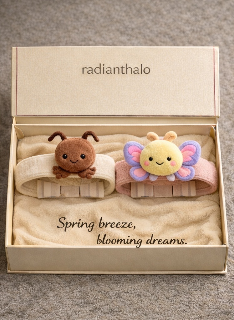 RadiantHalo Butterfly Plush Baby Headband – Soft Stretch Spring Theme Newborn Headwrap