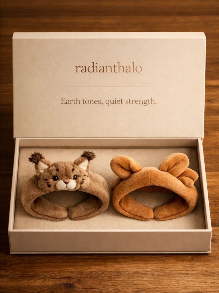 Boutique-Ready Woodland Lynx & Fox Plush Baby Headband Gift Box Set