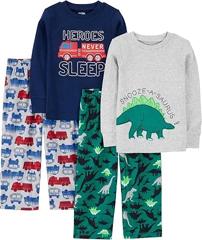 Baby Jungen Schlafanzug Set - Mit Autos und Dinosaurier Design