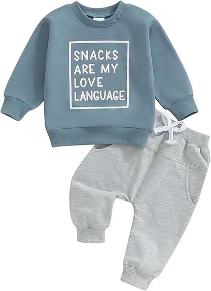 Funny Baby Tracksuit Set - 'Snacks Are My Love Language' Sweatshirt + Joggers