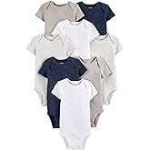 Baumwoll-Babybodys, 8er-Pack – Kurzarm, bunte Streifen und Designs