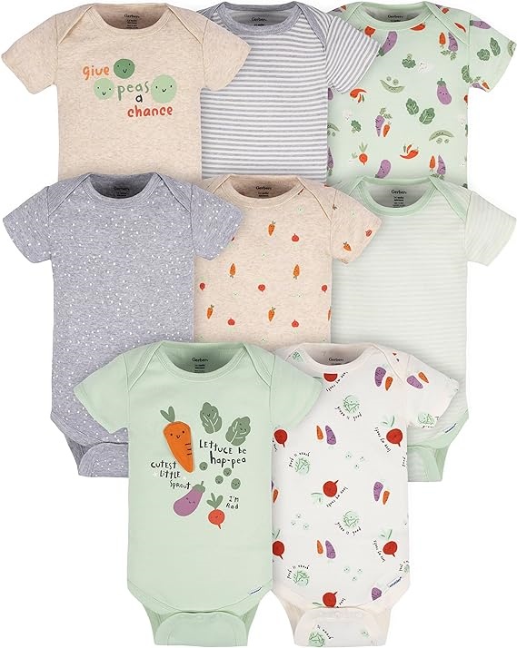 Body bébé en coton, lot de 8 – Manches courtes, doux et respirant