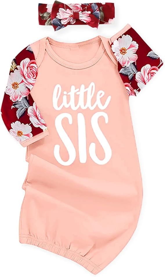Robe bébé Little Sis avec motifs floraux, combinaison et bandeau assorti