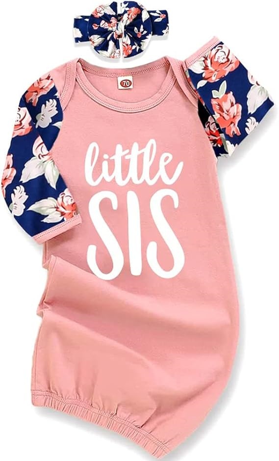 Robe bébé Little Sis avec motifs floraux, combinaison et bandeau assorti