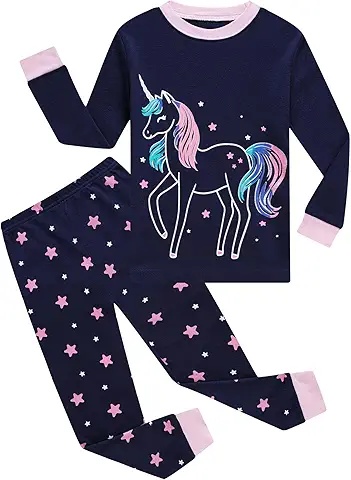 Conjunto Pijama Unicórnio Azul e Rosa — Roupas Infantis Confortáveis com Estampas Divertidas