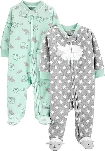 Roter Einteiler mit grünem Weihnachtsmotiv und Reißverschluss für Babys