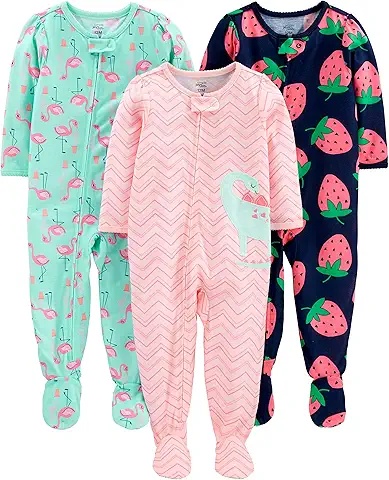 Conjunto 3 Macacões Estampa Flamingo, Morango e Chevron para Bebê — Conforto e Praticidade