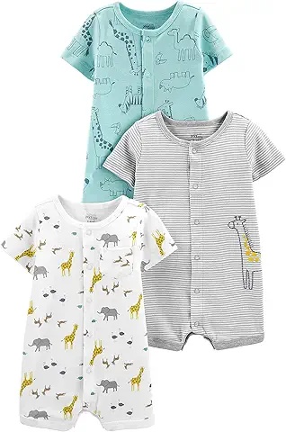 Pack de 3 Pijamas Cortos para Bebé con Estampado de Animales - Ropa Cómoda y Fresca