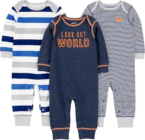 Conjunto de Ropa para Bebé con Estampado de Rayas y Texto &quotLOOK OUT WORLD