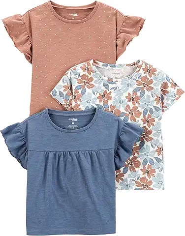3点セット：女の子用半袖Tシャツ 花柄＆無地
