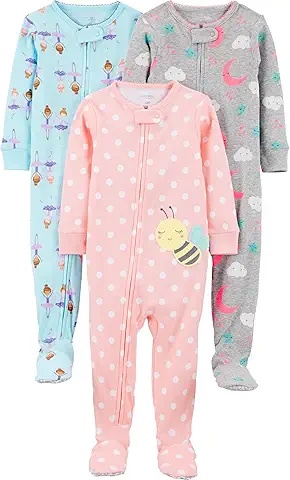 Set 3 piese pentru bebeluși: pijama cu albine, păsări și norișori