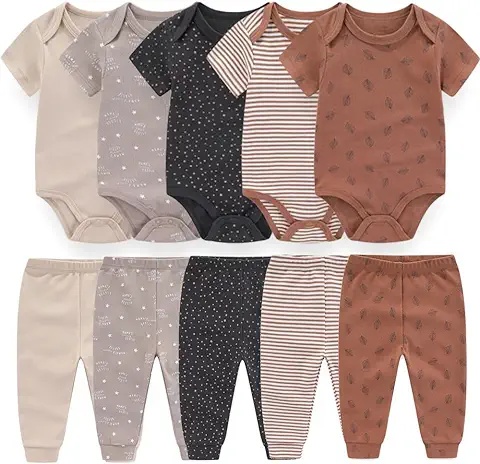 8-Pack Baby Bodysuits and Pants Set - Comfortable Cotton Essentials