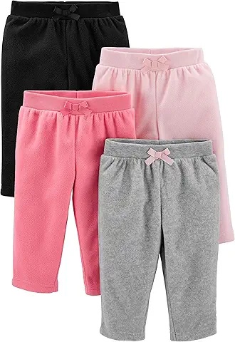 4-Pack Baby Leggings - Soft Cotton Pants with Bows