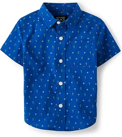 Baby Printed Short-Sleeve Button-Down Shirt - Cool & Comfy