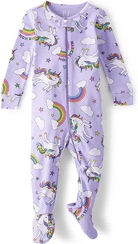 Unicorn Print Baby Pajama, Soft Cotton Footed Onesie for Comfort