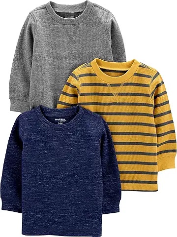 3点セット：男の子用長袖トップス（無地＆ボーダー）