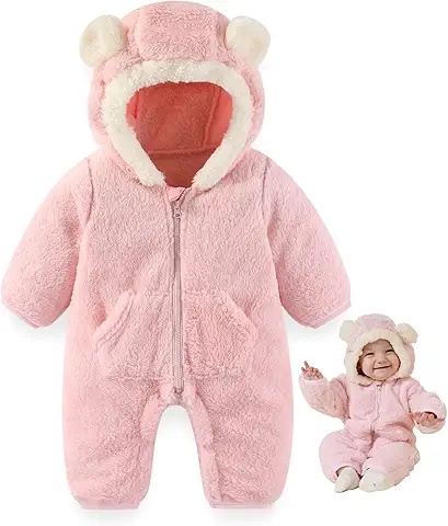 Adorable Pink Bear Baby Fleece Onesie