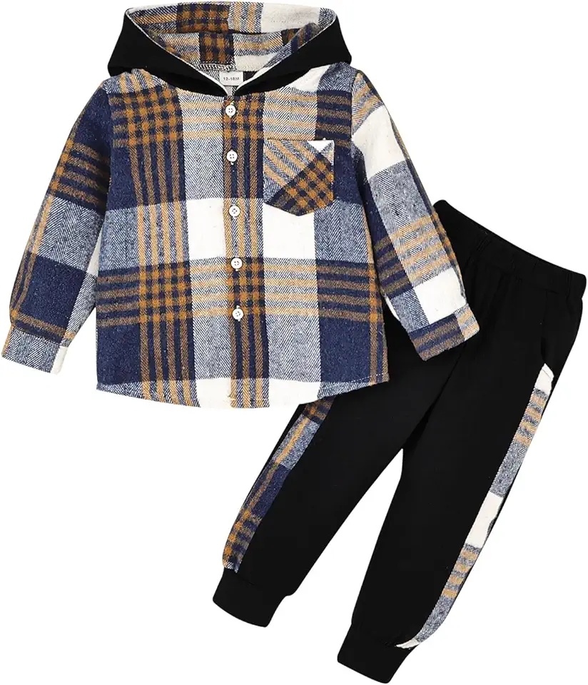Plaid Baby Hoodie & Jogger Set - Versatile and Cozy