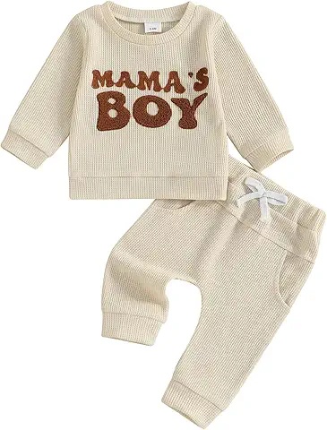 2点セット：男の子用セットアップ（トップス＋パンツ）Mama's Boyデザイン