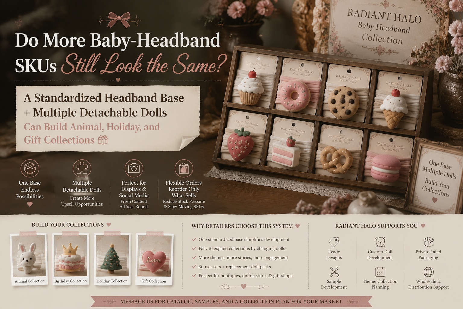 Do More Baby-Headband SKUs Still Look the Same? A Standardized Headband Base + Multiple Detachable Dolls Can Build Animal, Holiday, and Gift Collections 🎀
