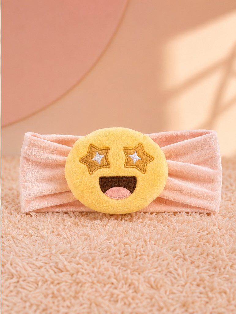 Wholesale Plush Star-Eye Emoji Baby Doll Headband for Boutiques