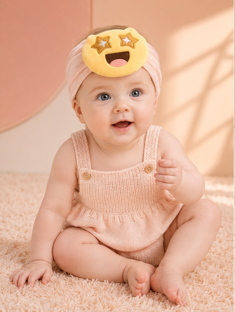 Wholesale Plush Star-Eye Emoji Baby Doll Headband for Boutiques