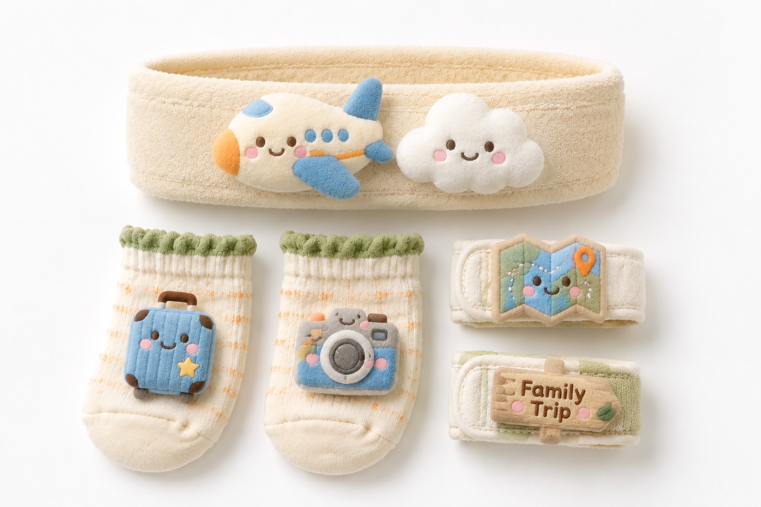 Wholesale Baby Travel Gift Set – Plush Airplane Headband, Socks & Wristbands for Boutique Baby Shower Collections