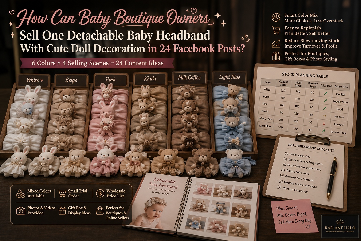 How Can Baby Boutique Owners Sell One Detachable Baby Headband With Cute Doll Decoration in 24 Facebook Posts?