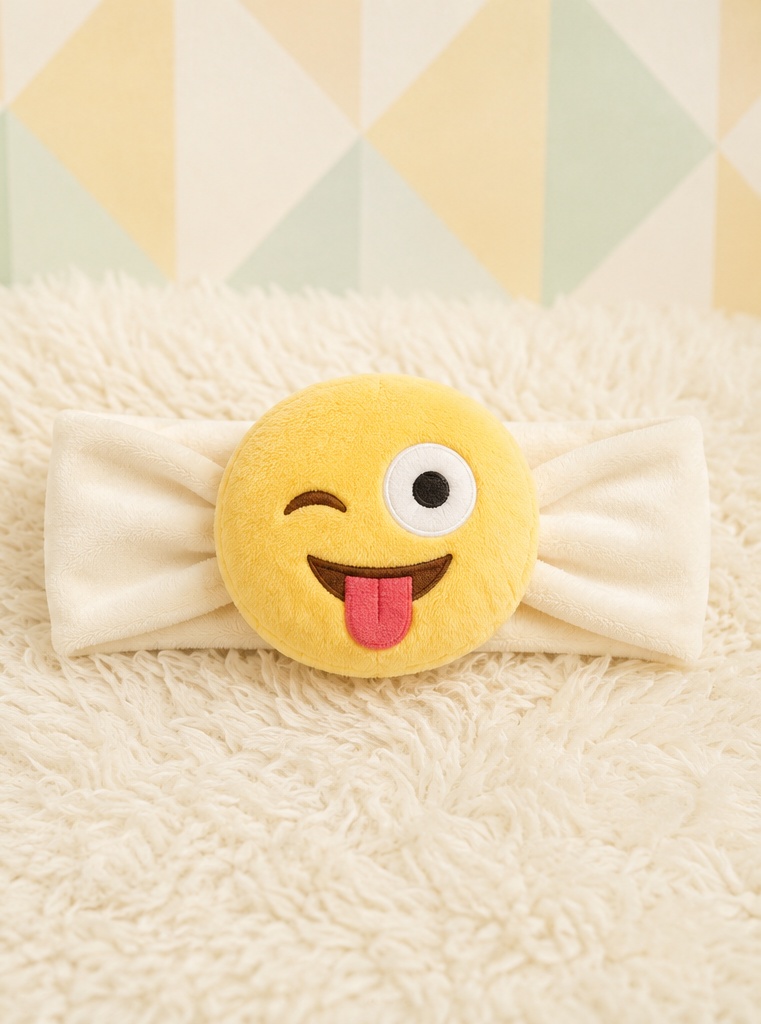 Boutique-Ready Winking Emoji Plush Baby Headband for Wholesale Baby Accessory Buyers