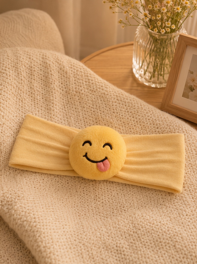 Wholesale Soft Plush Baby Emoji Headband with Detachable Smile Doll Decoration