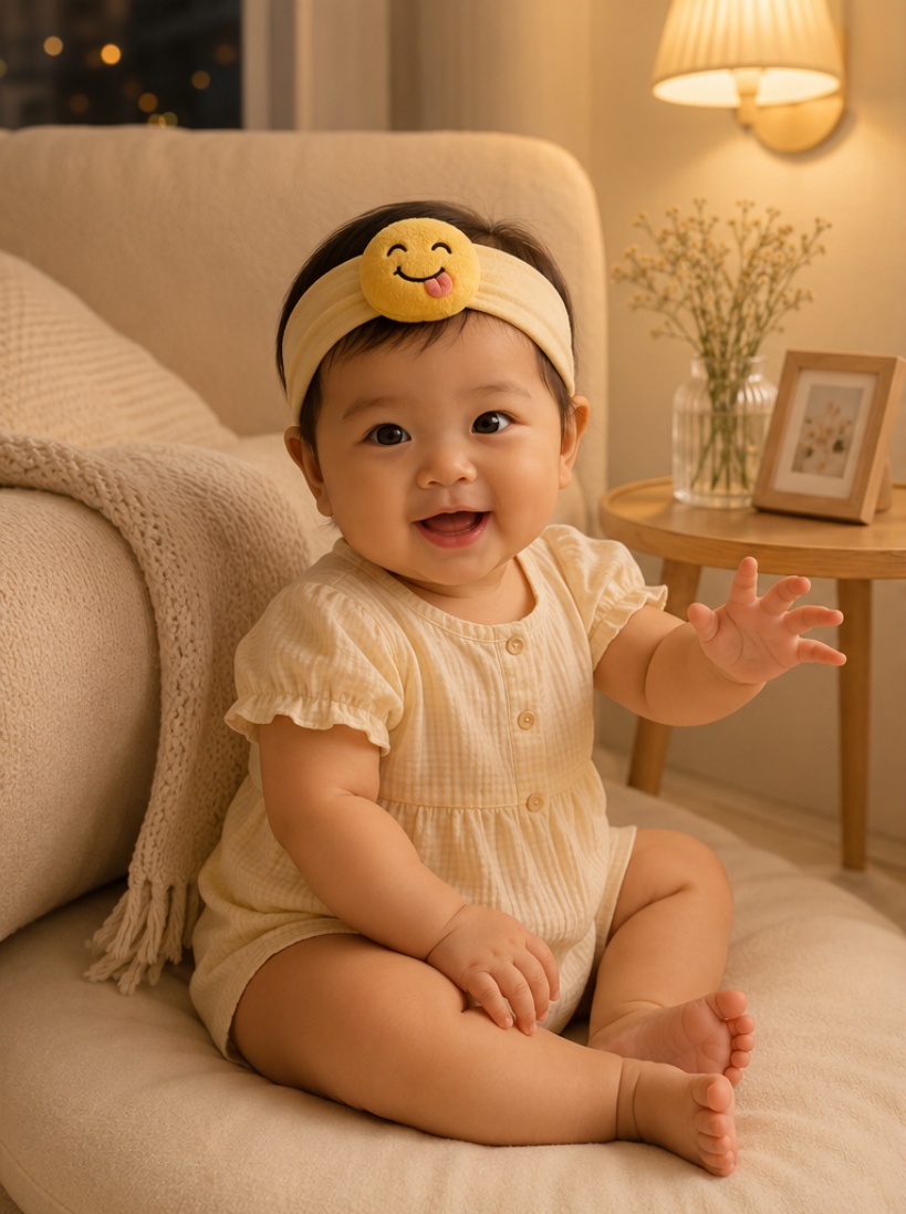 Wholesale Soft Plush Baby Emoji Headband with Detachable Smile Doll Decoration