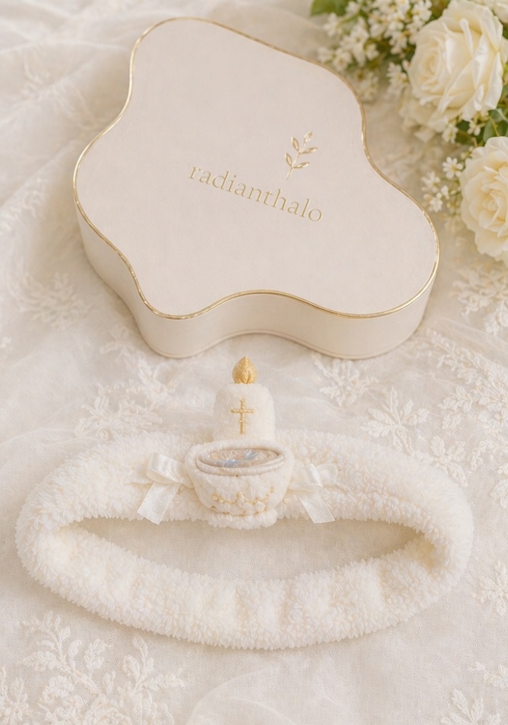 Großhandel Abnehmbares Tauf-Haarband mit Kerze & Kelch für Baby Taufe, Boutique-Geschenke und Fotoshooting