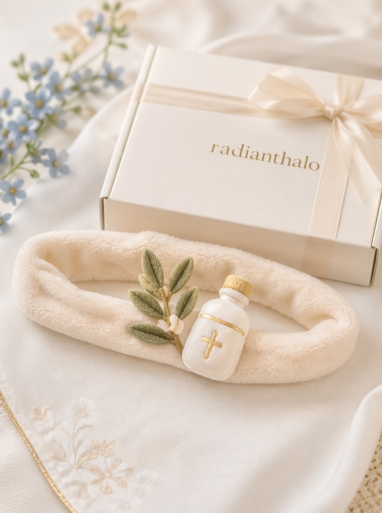 🕊️ Diadema de Bautizo para Bebé con Frasco de Agua Bendita de Peluche Desmontable para Venta al por Mayor