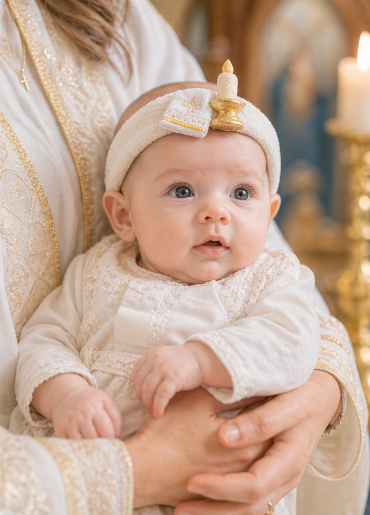 Wholesale Baptism Series Detachable Doll Baby Headband with Candle Charm for Boutique Ceremony Gifts