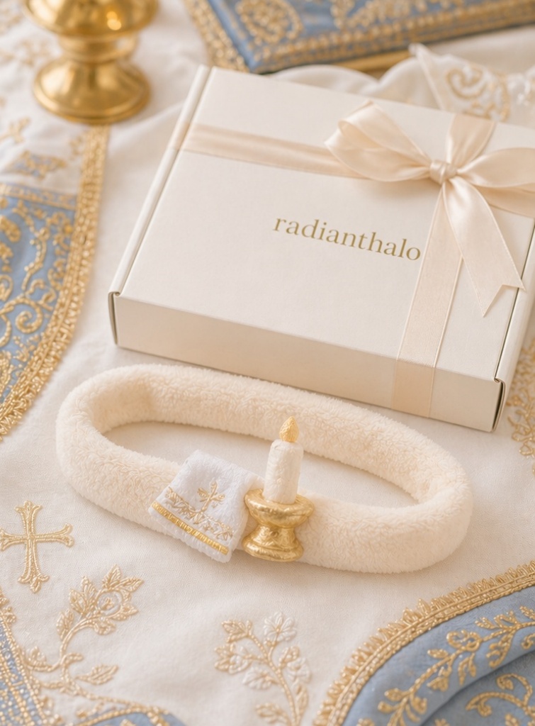 Wholesale Baptism Series Detachable Doll Baby Headband with Candle Charm for Boutique Ceremony Gifts