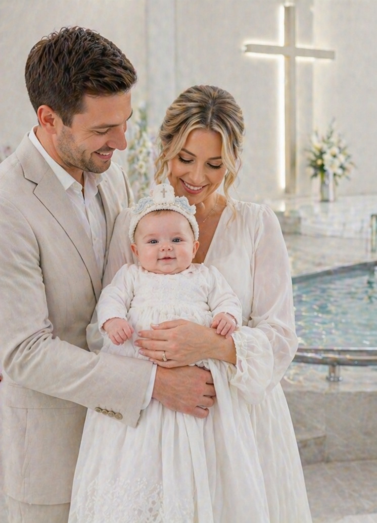 Baby Taufe Stirnband mit abnehmbarem Puppenmotiv und Kreuz für Großhandel