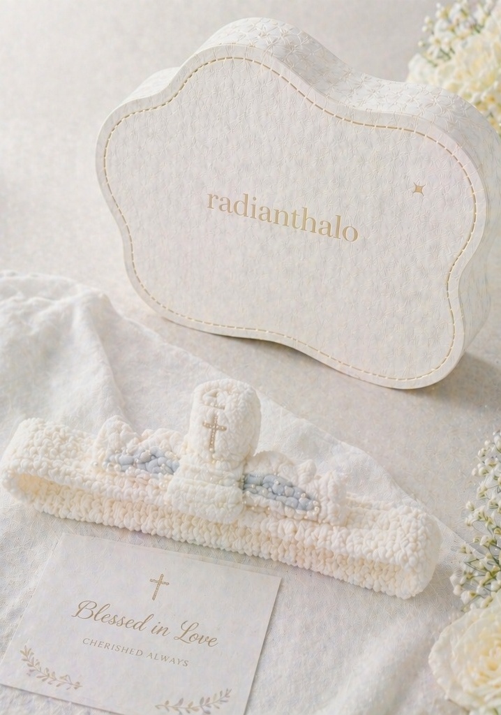 Baby Taufe Stirnband mit abnehmbarem Puppenmotiv und Kreuz für Großhandel