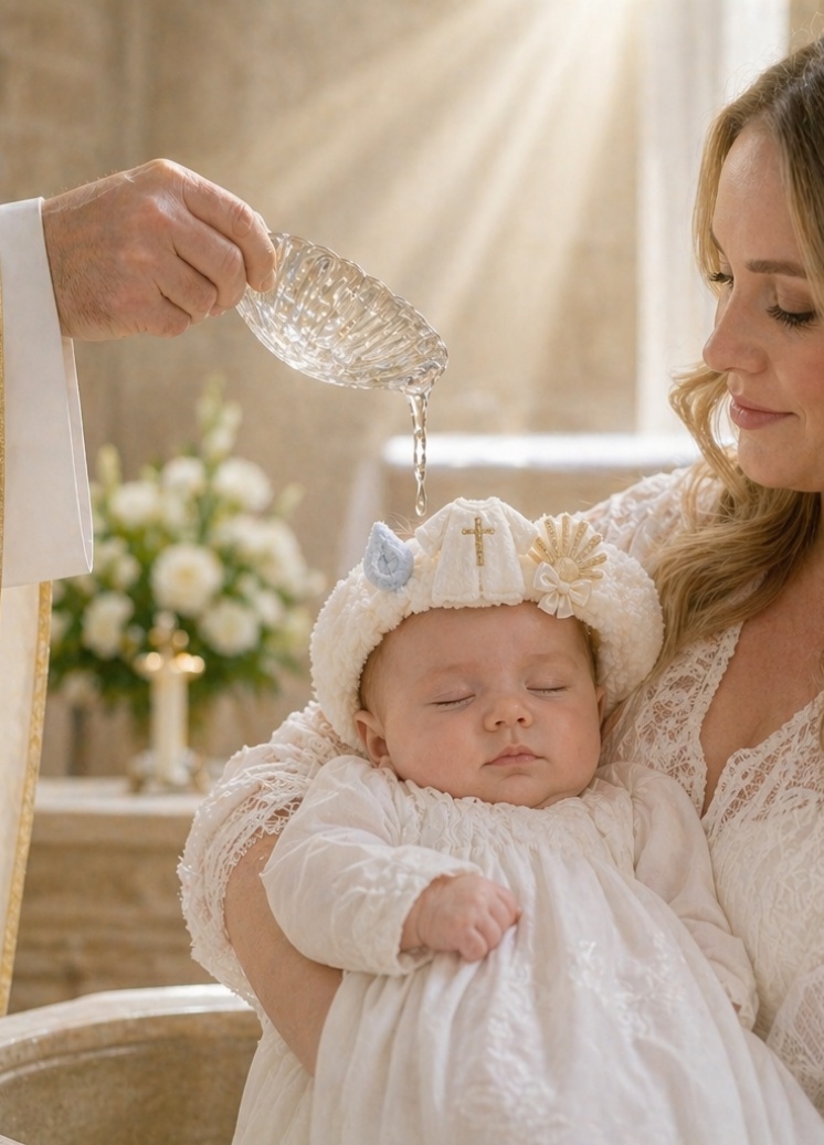 OEM Baby Baptism Detachable Doll Headband with Cross Motif for Boutiques