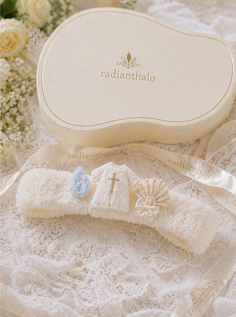 OEM Baby Baptism Detachable Doll Headband with Cross Motif for Boutiques