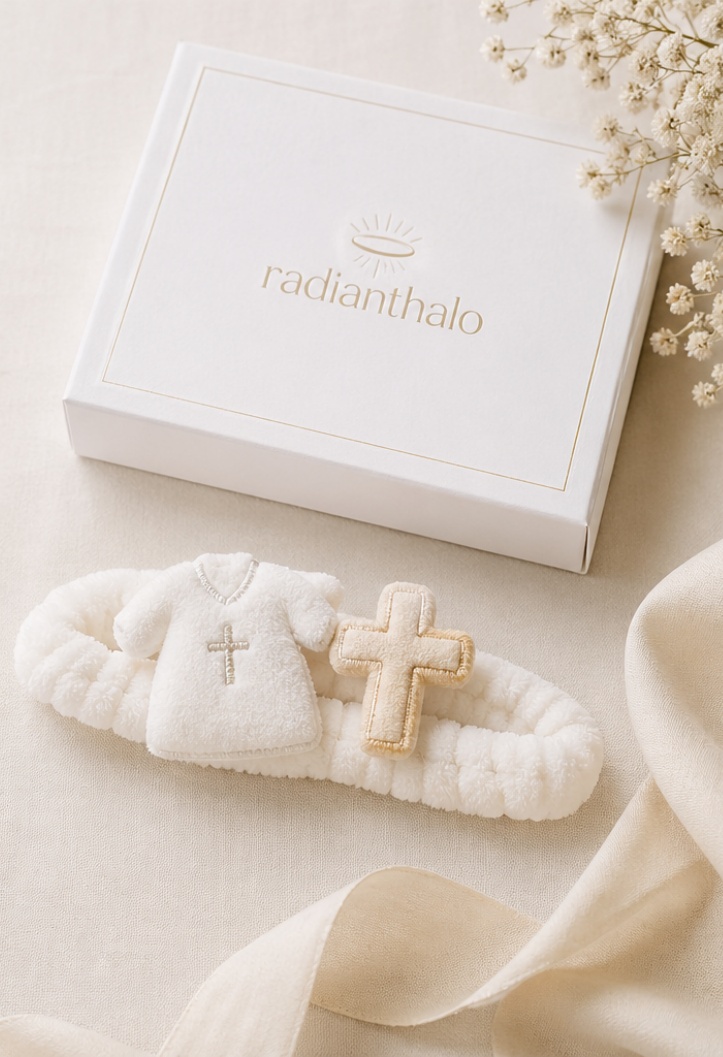 Bandeau bébé de baptême en gros avec mini robe et croix amovibles pour boutiques