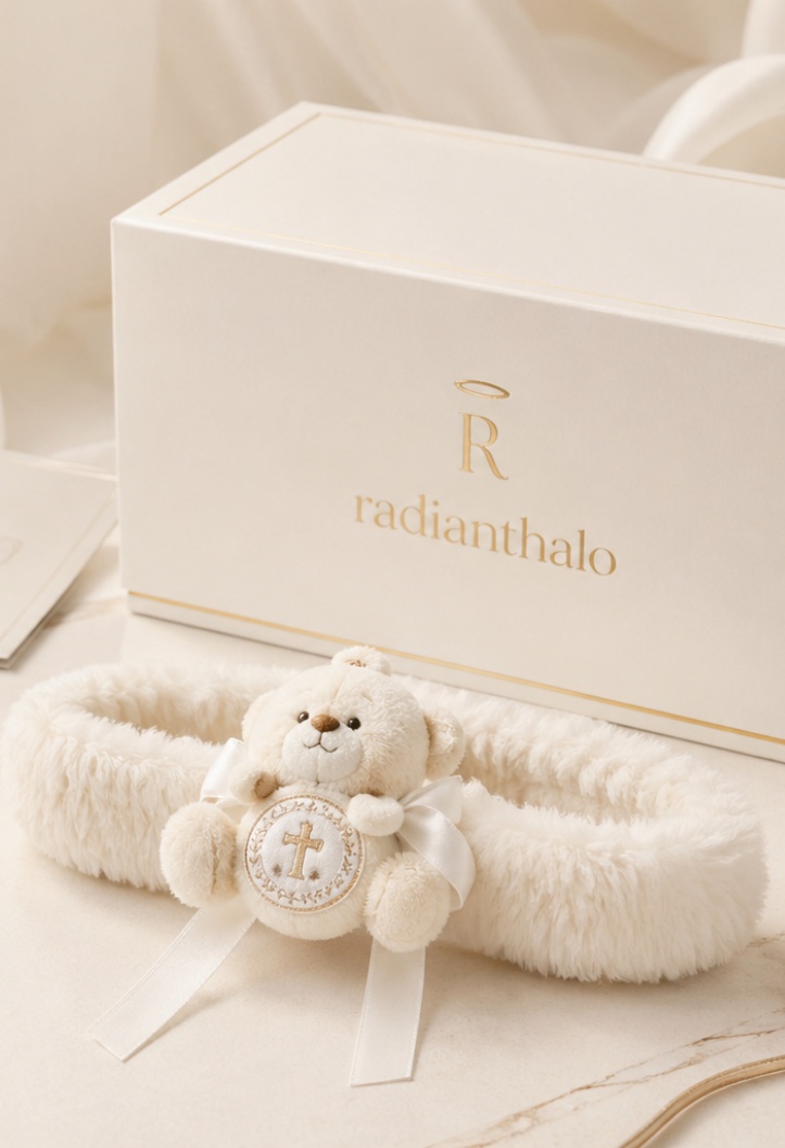 Bandeau de baptême bébé en gros avec poupée amovible, accessoire blanc doux pour cérémonies et collections boutique