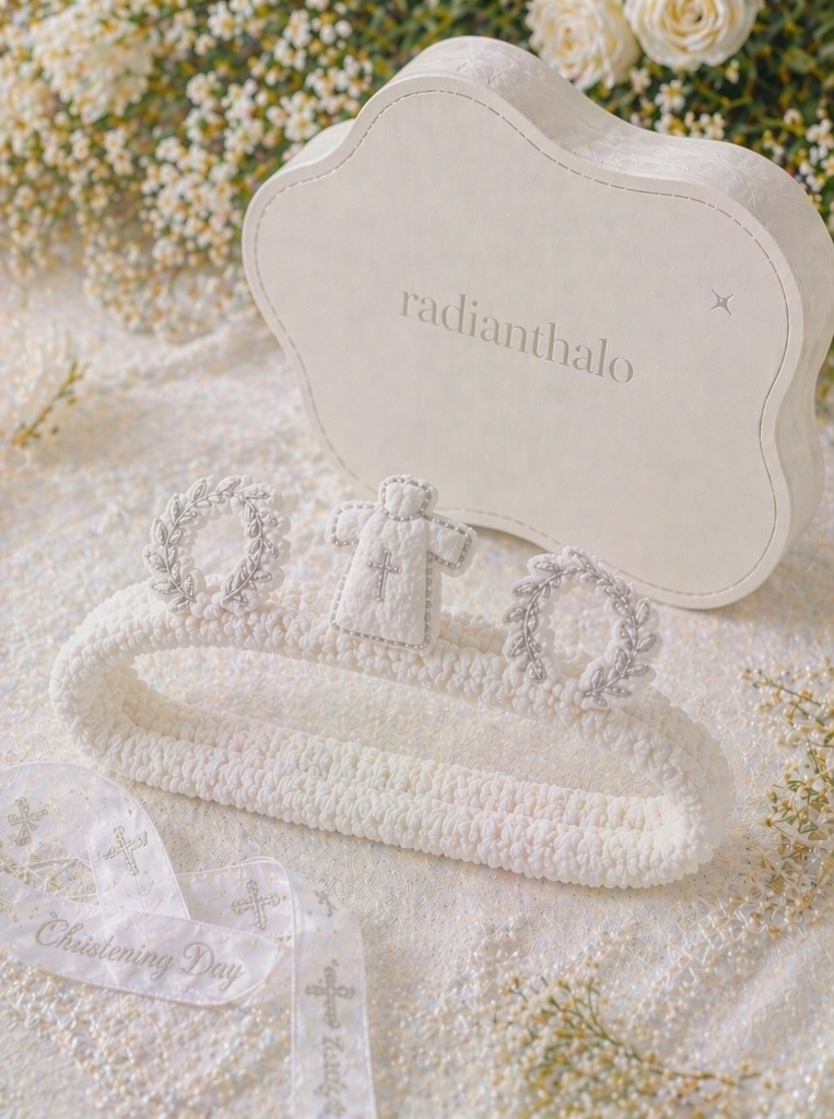 Wholesale Detachable Christening Doll Headband with Embroidered Cross Crown for Baby Baptism
