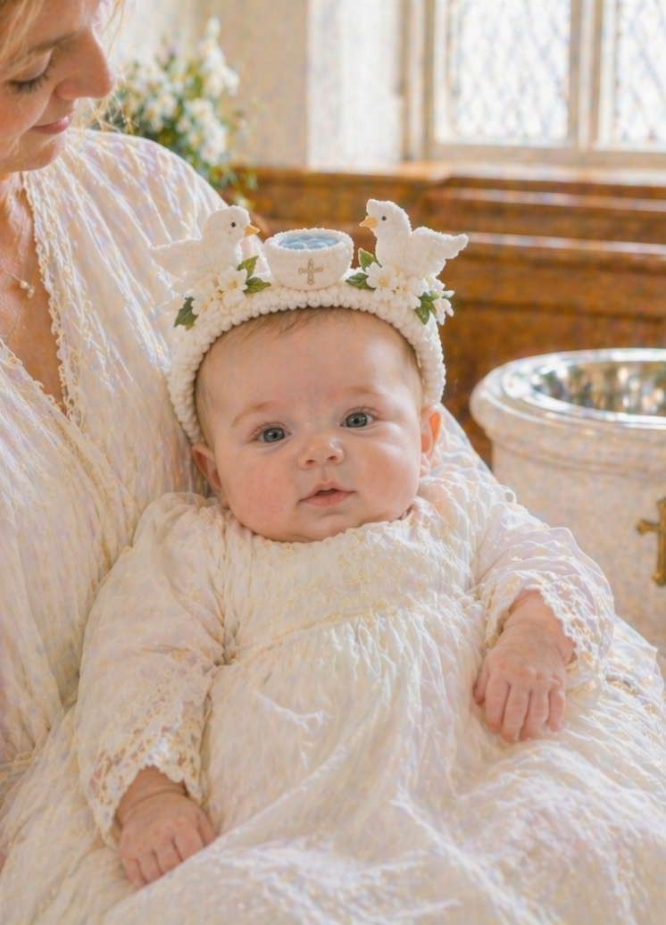🕊️ Wholesale Baby Baptism Detachable Plush Holy Water Bottle Headband for Newborn Christening Ceremony